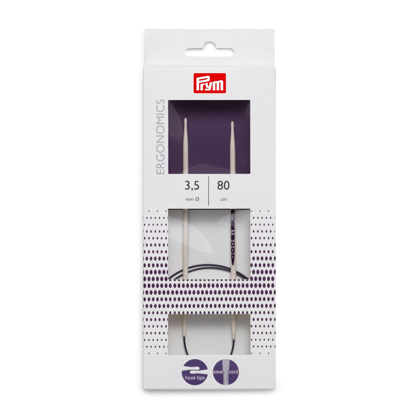Prym Circular Knitting Pins/Needles, Ergonomic Design, 3.5mm x 80cm Length, High-Performance Synthetic Material, Multi-Colour