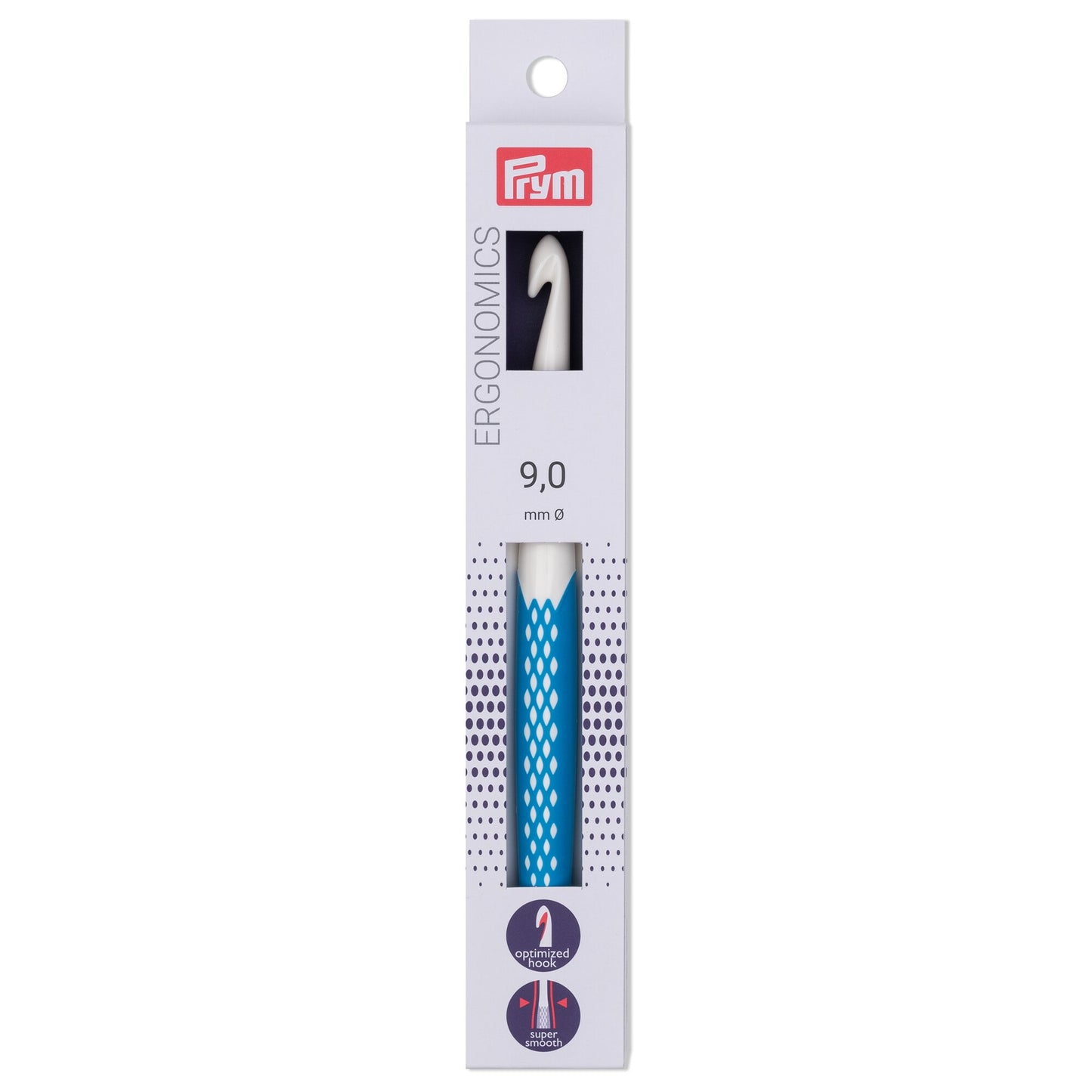 Prym Crochet hook for wool plastic Ergonomics 18 cm 9.00 mm azure
