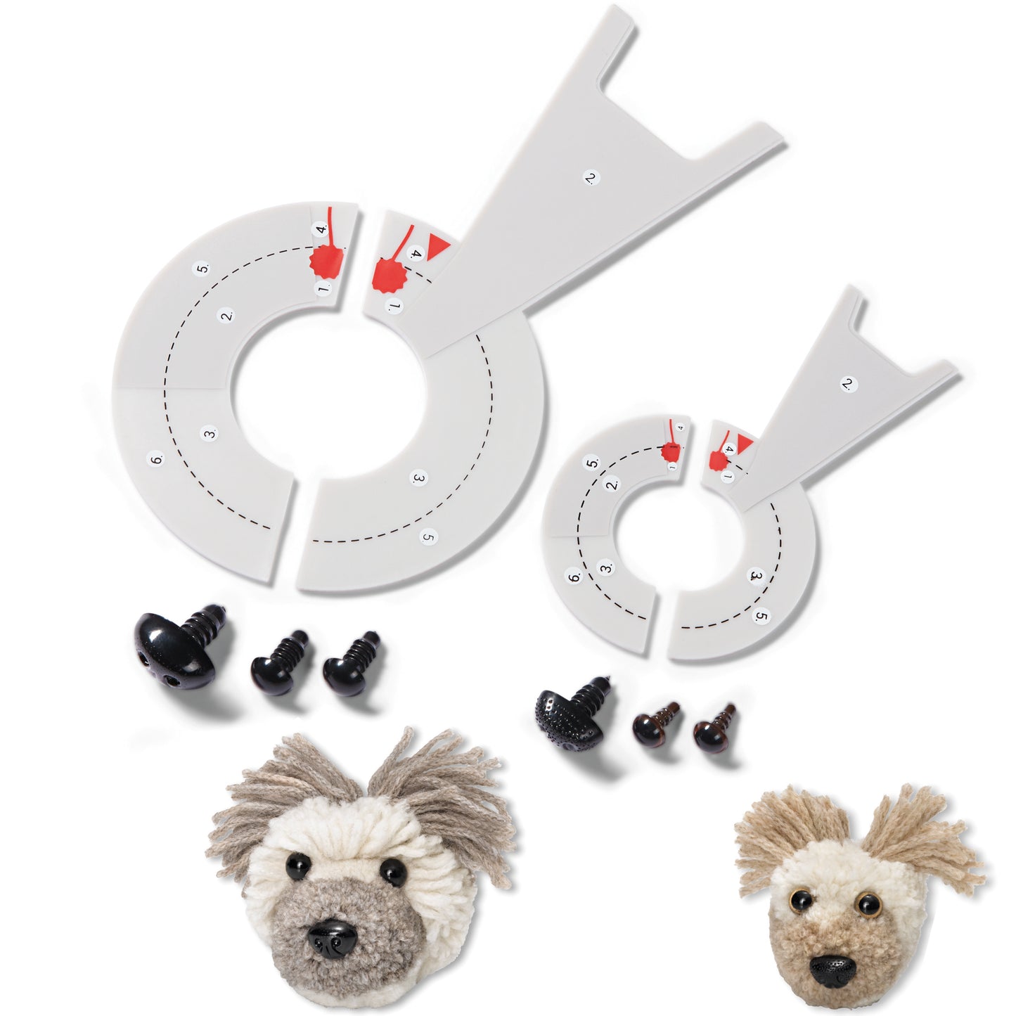 Pompom template Dog Fido Pom Maker, 3 Sizes Fluff Ball Weaver Needle Craft DIY Wool Knitting Tool Set