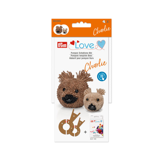 Prym Love Pompom template Bear Charlie Pom Maker, 3 Sizes Fluff Ball Weaver Needle Craft DIY Wool Knitting Tool Set