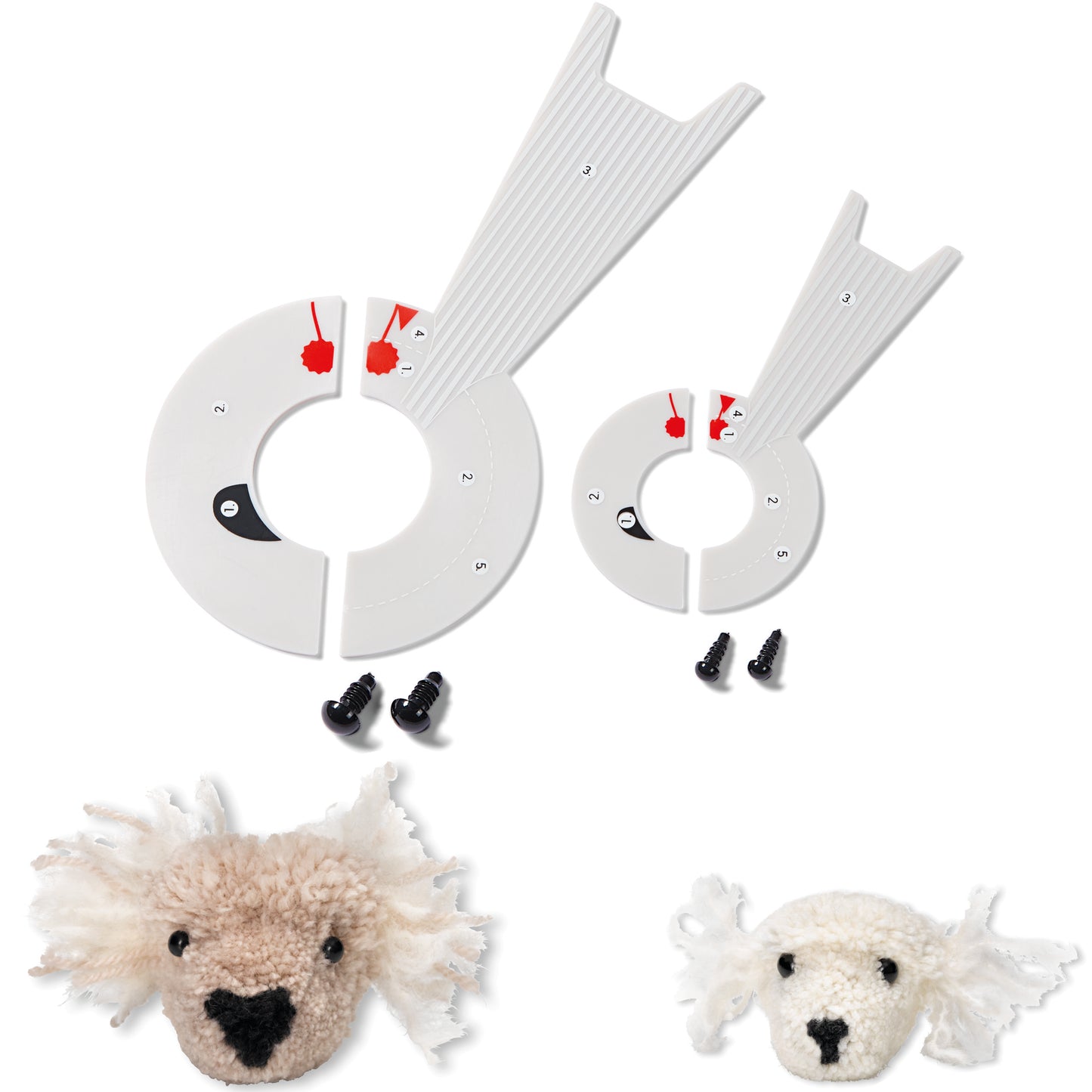 Prym Love Pompom template Sheep Emma Pom Maker, 3 Sizes Fluff Ball Weaver Needle Craft DIY Wool Knitting Tool Set