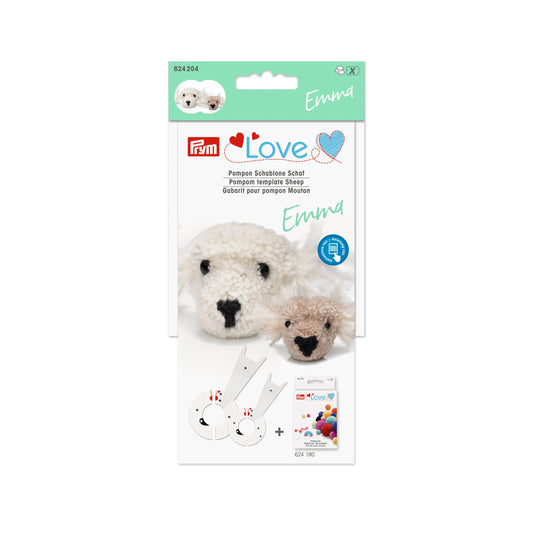 Prym Love Pompom template Sheep Emma Pom Maker, 3 Sizes Fluff Ball Weaver Needle Craft DIY Wool Knitting Tool Set